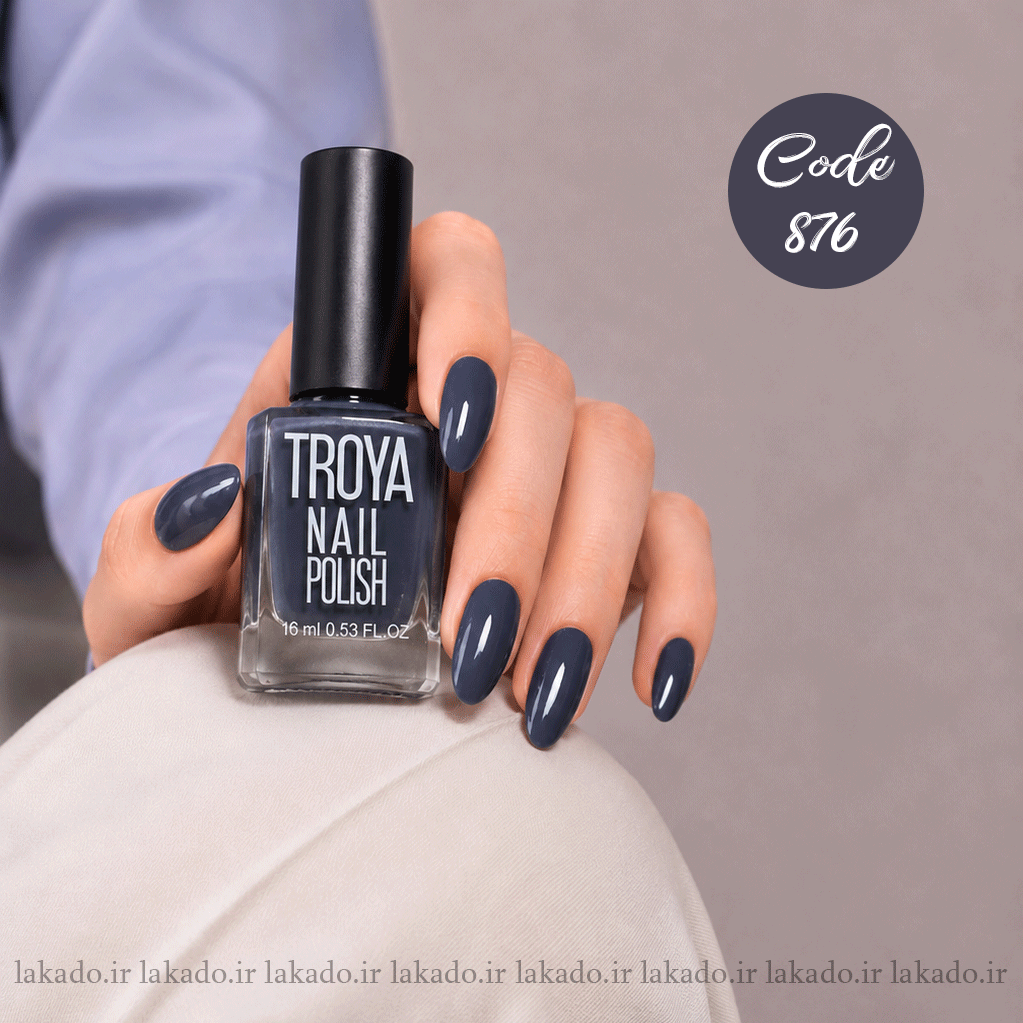 لاک ناخن آبی نفتی TROYA شماره 876